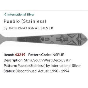 Vintage International Silver Pueblo Stainless Set 4 Soup spoons flatware Satin
